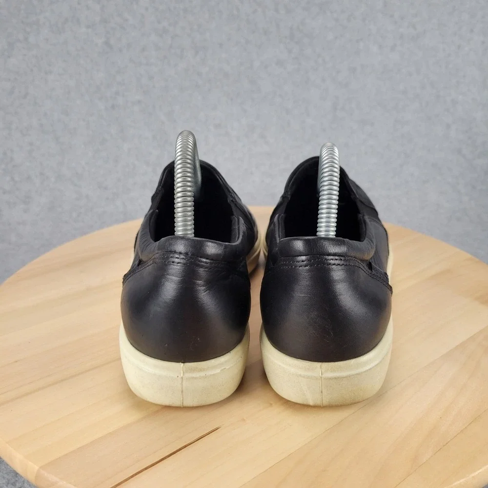 ECCO Soft 7 Woven Slip On Sneakers Womens 9 Black Leather Casual Minimal